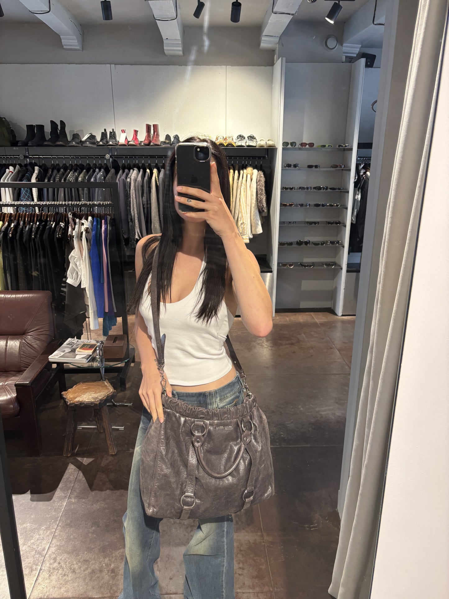 Miu Miu Vitello Lux Bow Large Bag