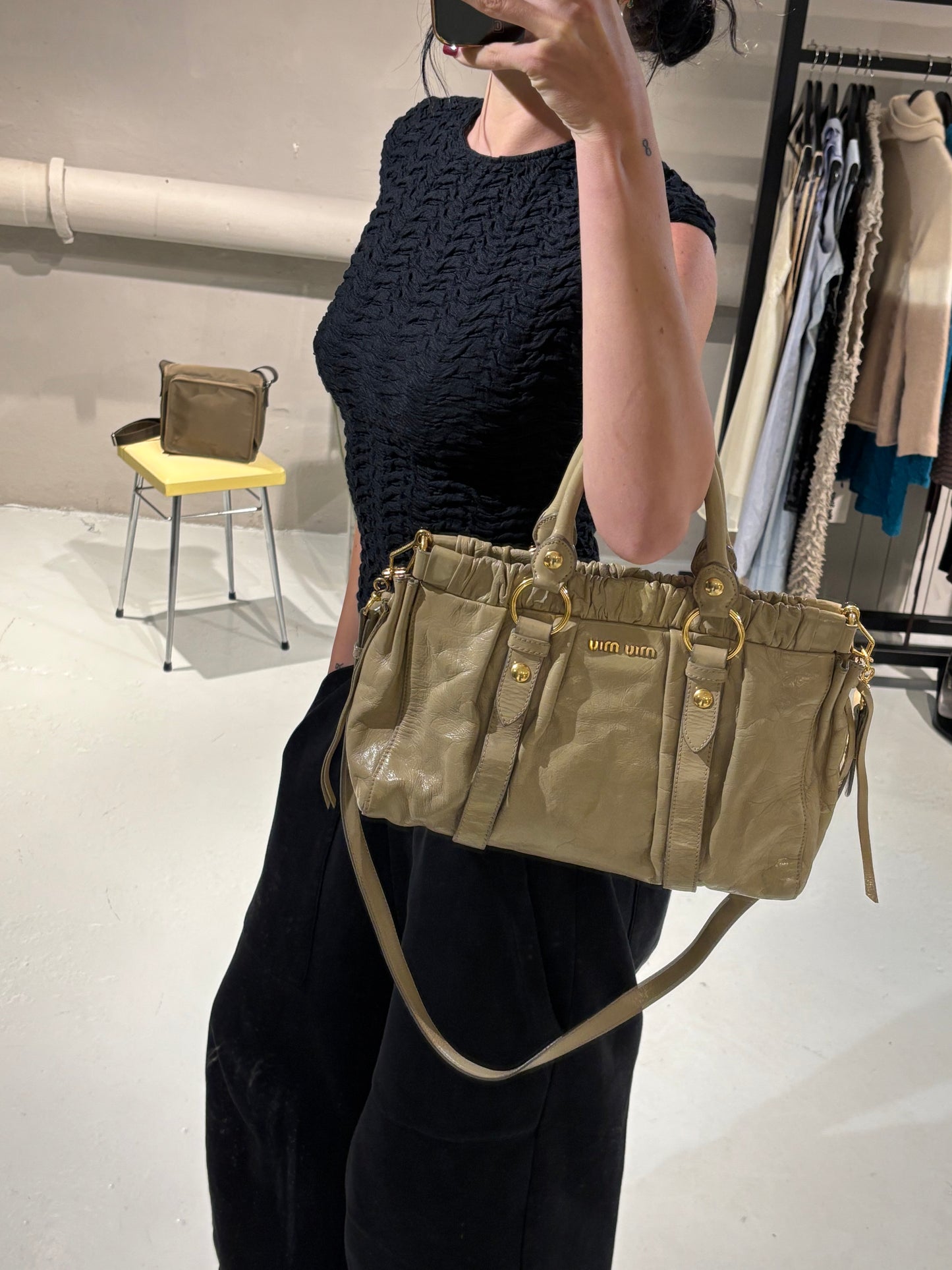 Miu Miu Vitello Lux Bow Tote