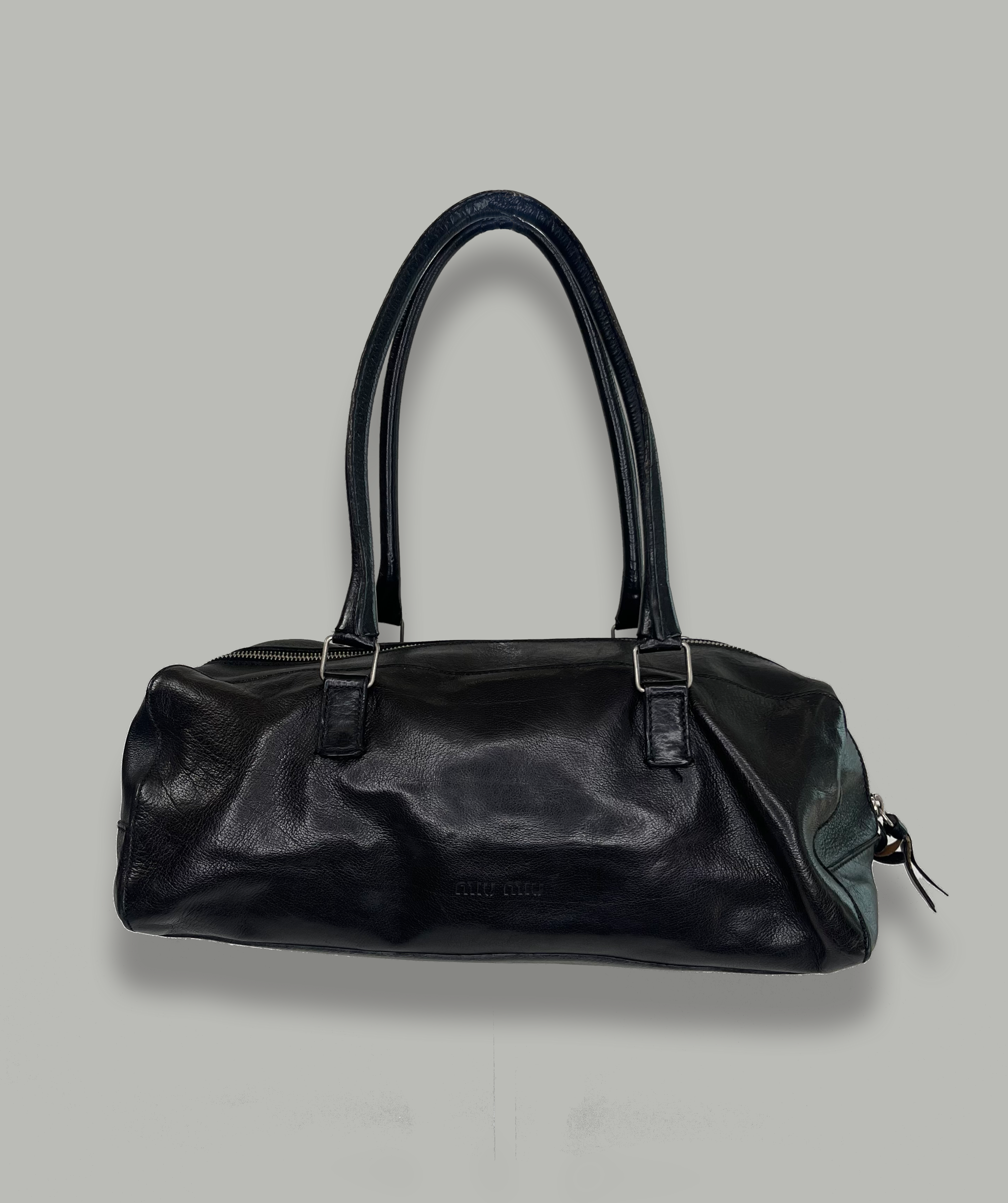 Miu Miu Leather Boston Bag Black – Amber Handbags