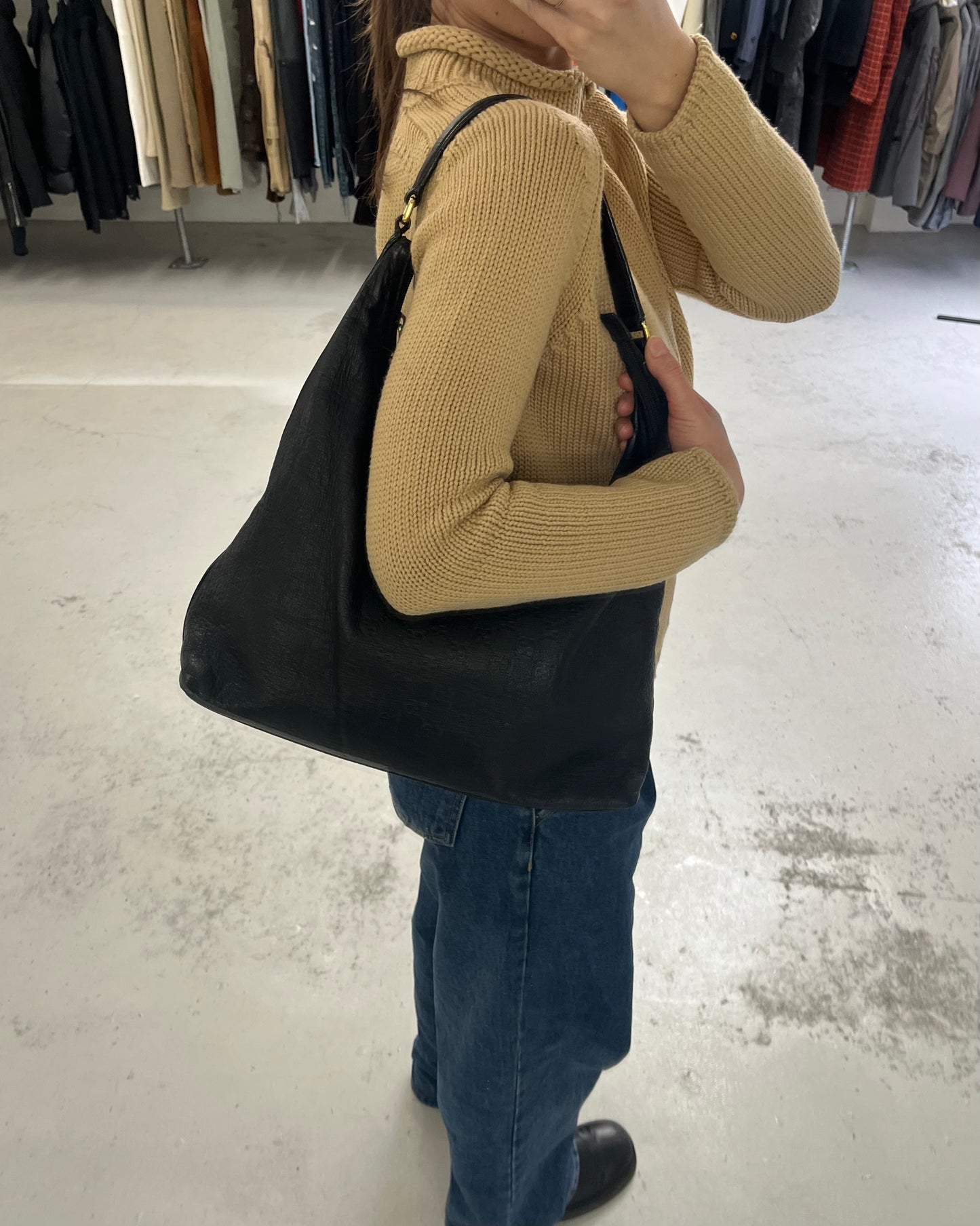 Gucci GG Monogram Leather Hobo Bag