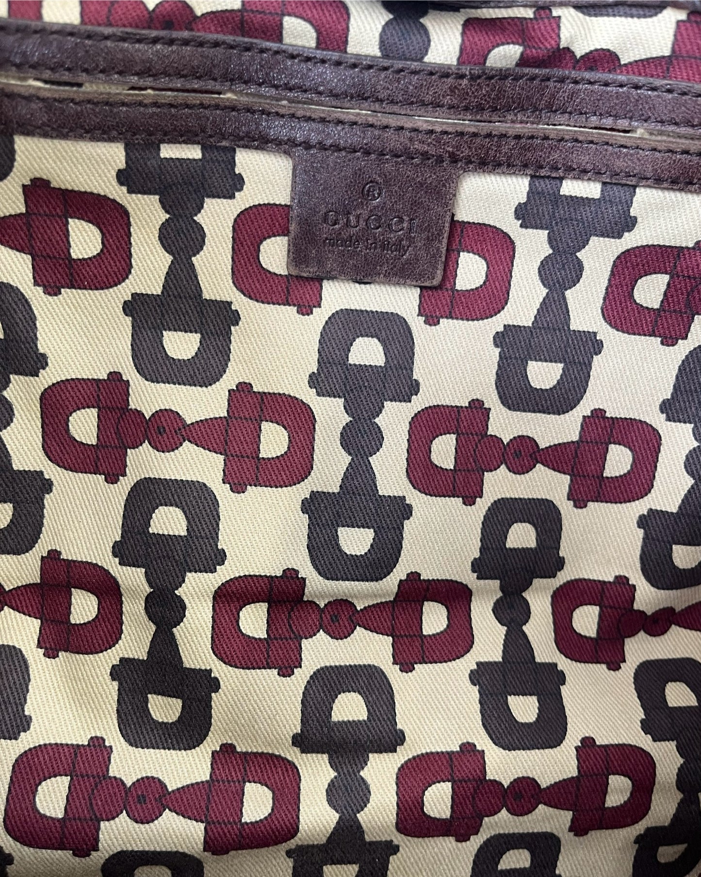 Gucci Jackie Bardot Leather GG Brown