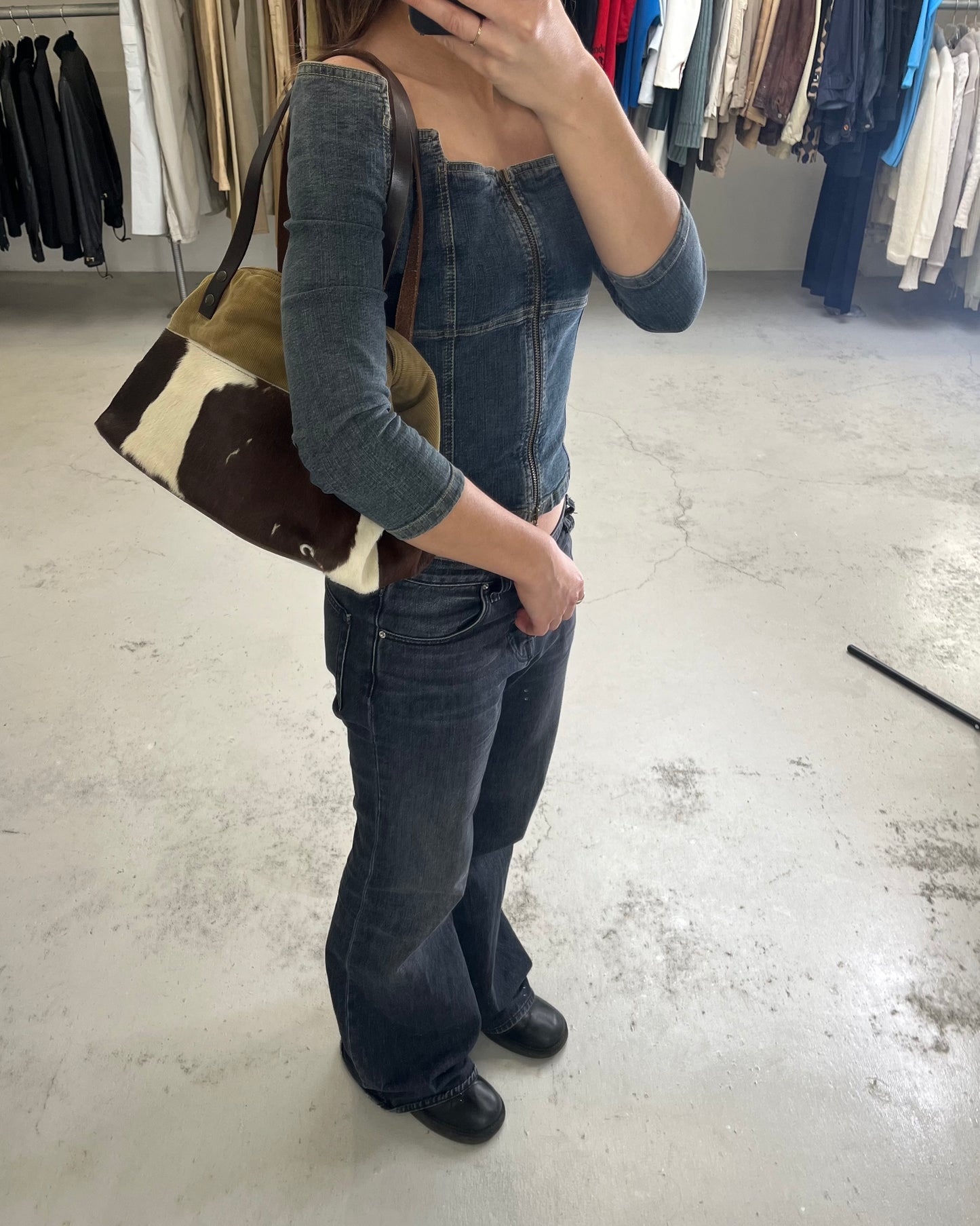 Miu Miu Corduroy Pony Hair Tote Bag