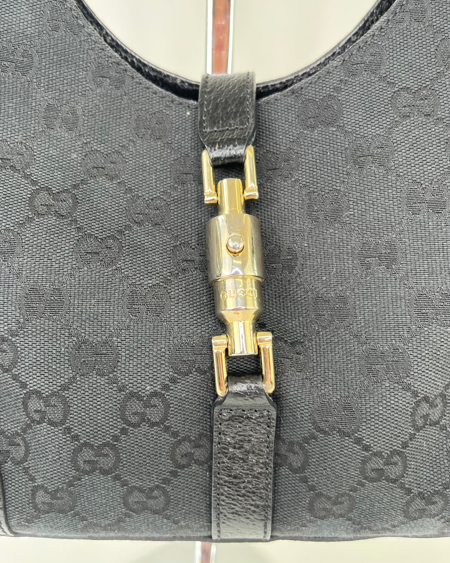 Gucci Jackie Bardot GG Canvas Black