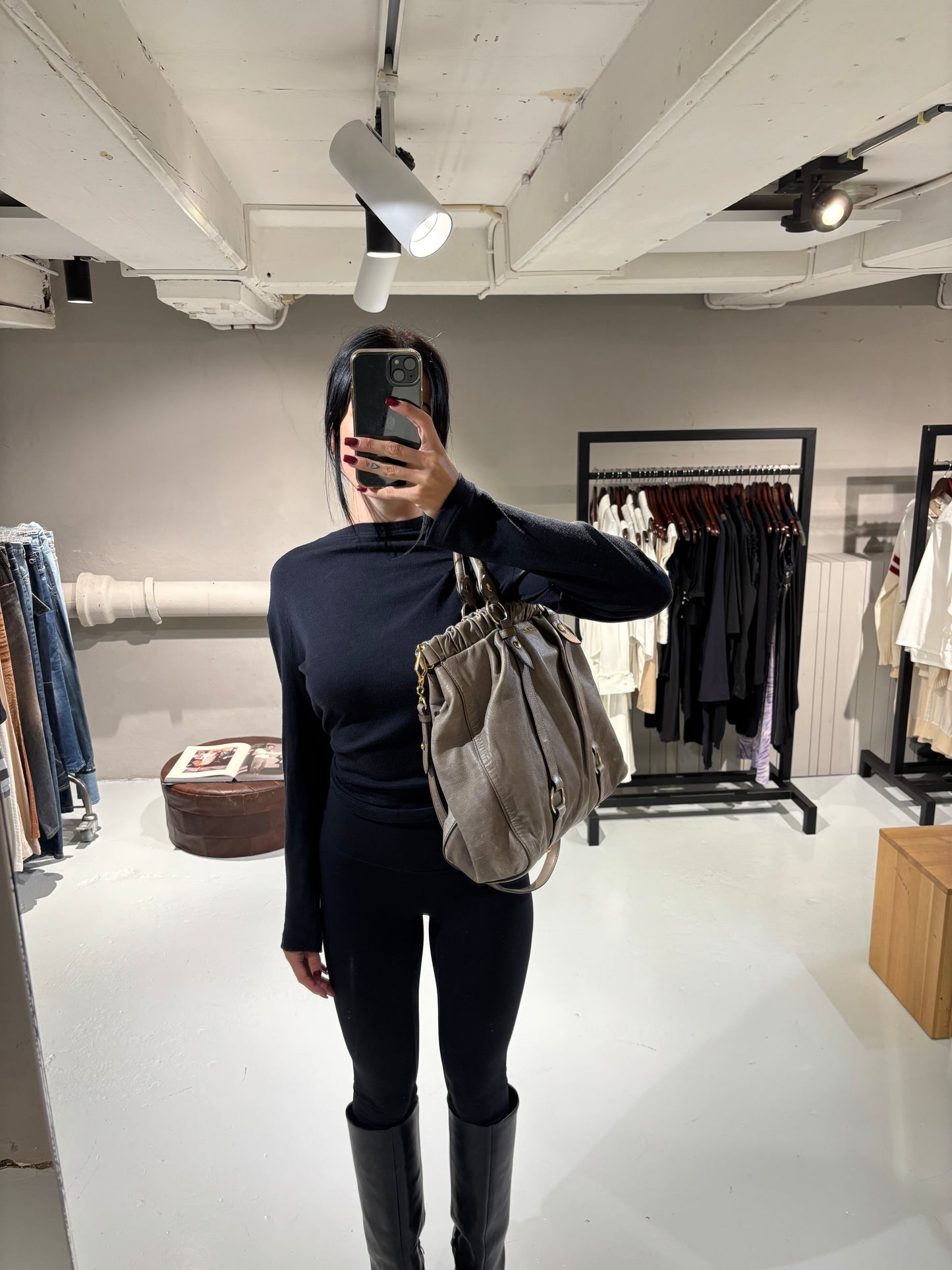 Miu Miu Vitello Lux Bow Large Bag