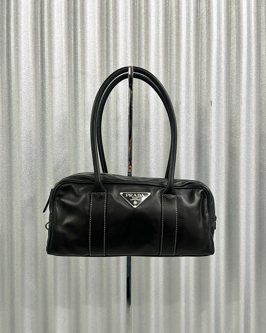 Prada Leather Bowling Bag Black