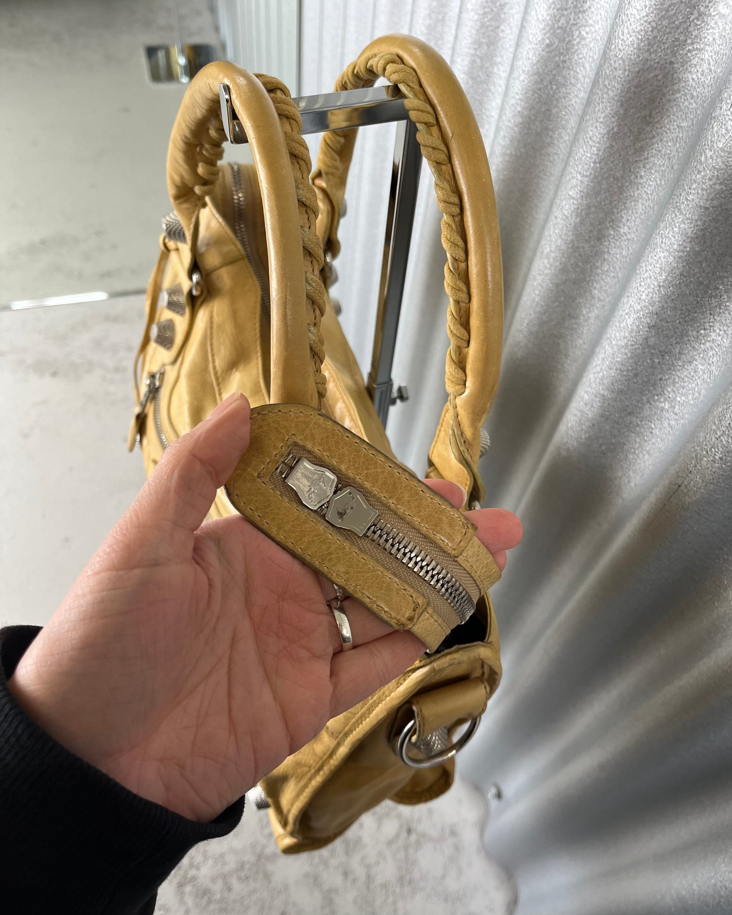 Balenciaga City Bag Giant Studs Yellow