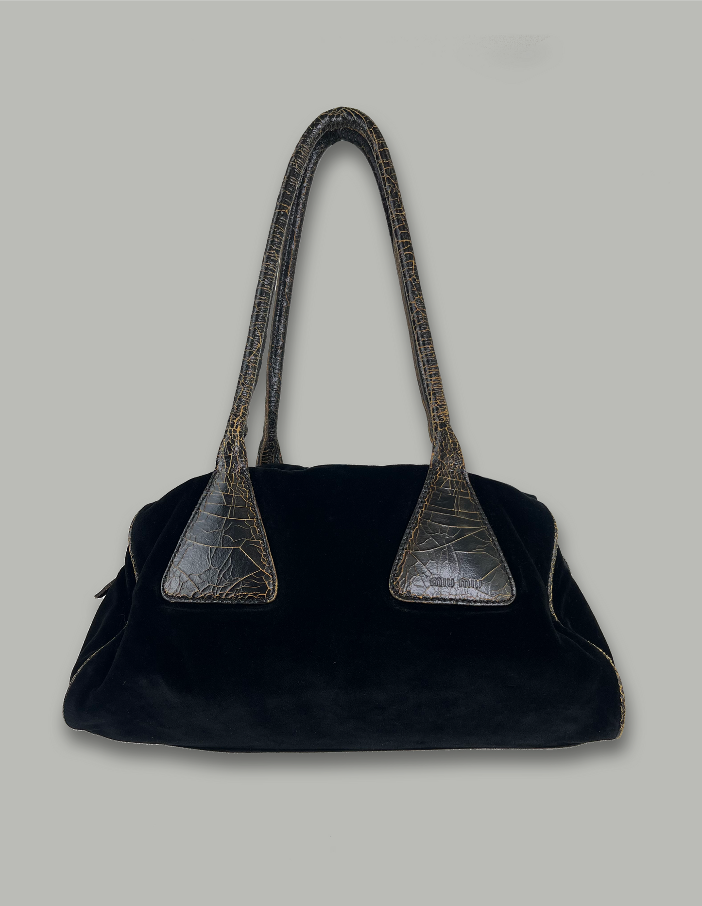 バッグ miu miu damaged leather shoulder bag Miu Miu Velvet Cracked Leather Shoulderbag – Amber Handbags