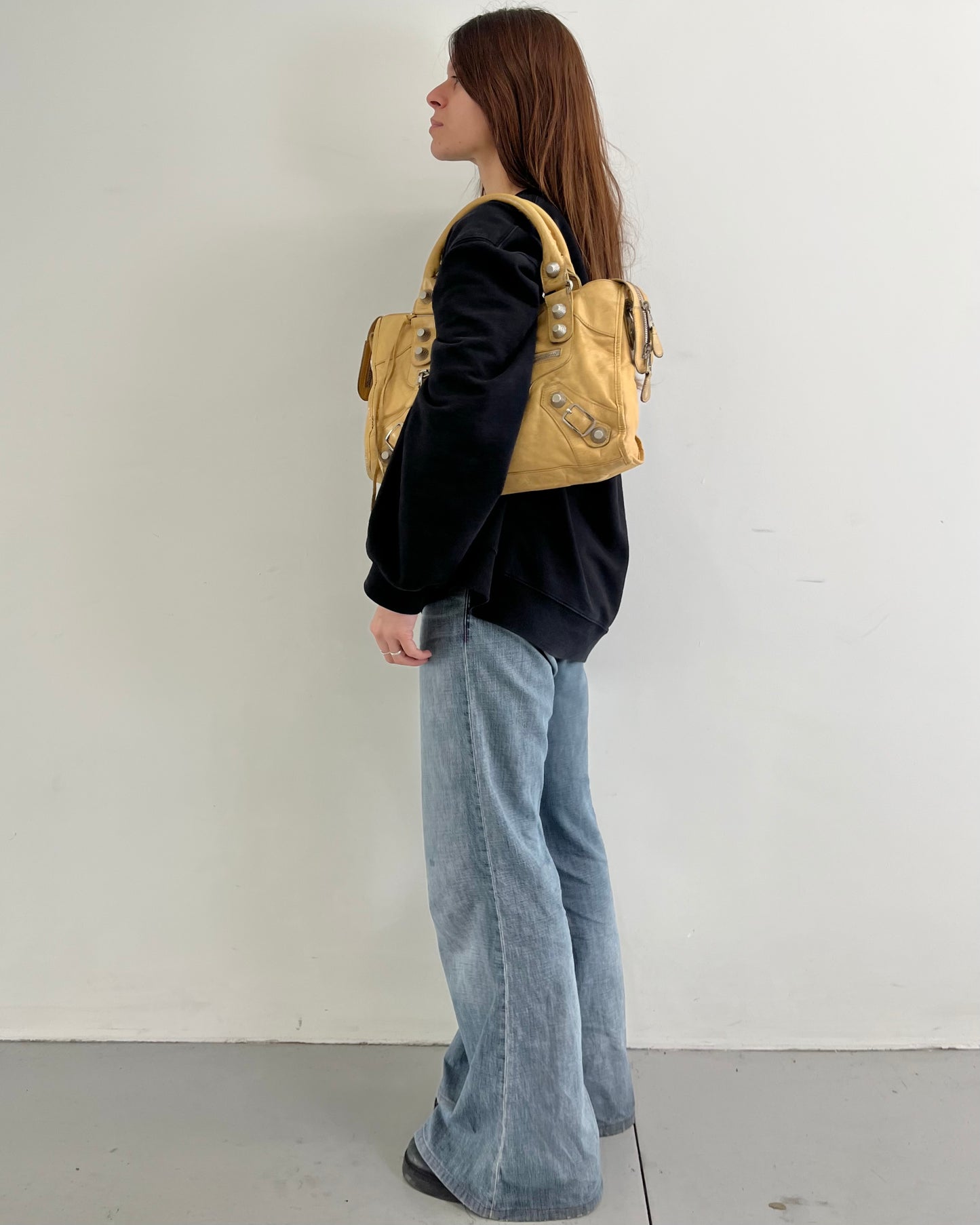 Balenciaga City Bag Giant Studs Yellow