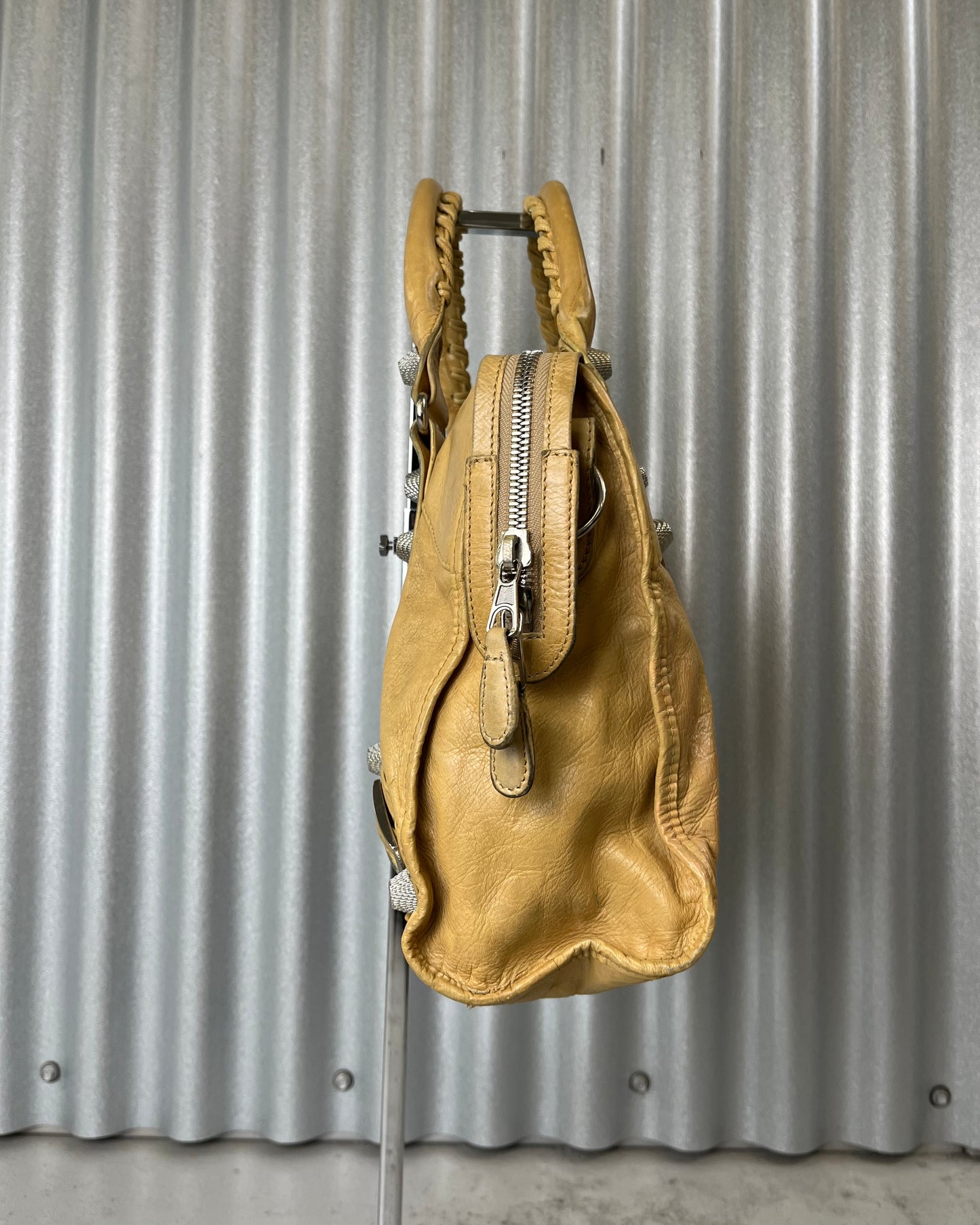 Balenciaga City Bag Giant Studs Yellow