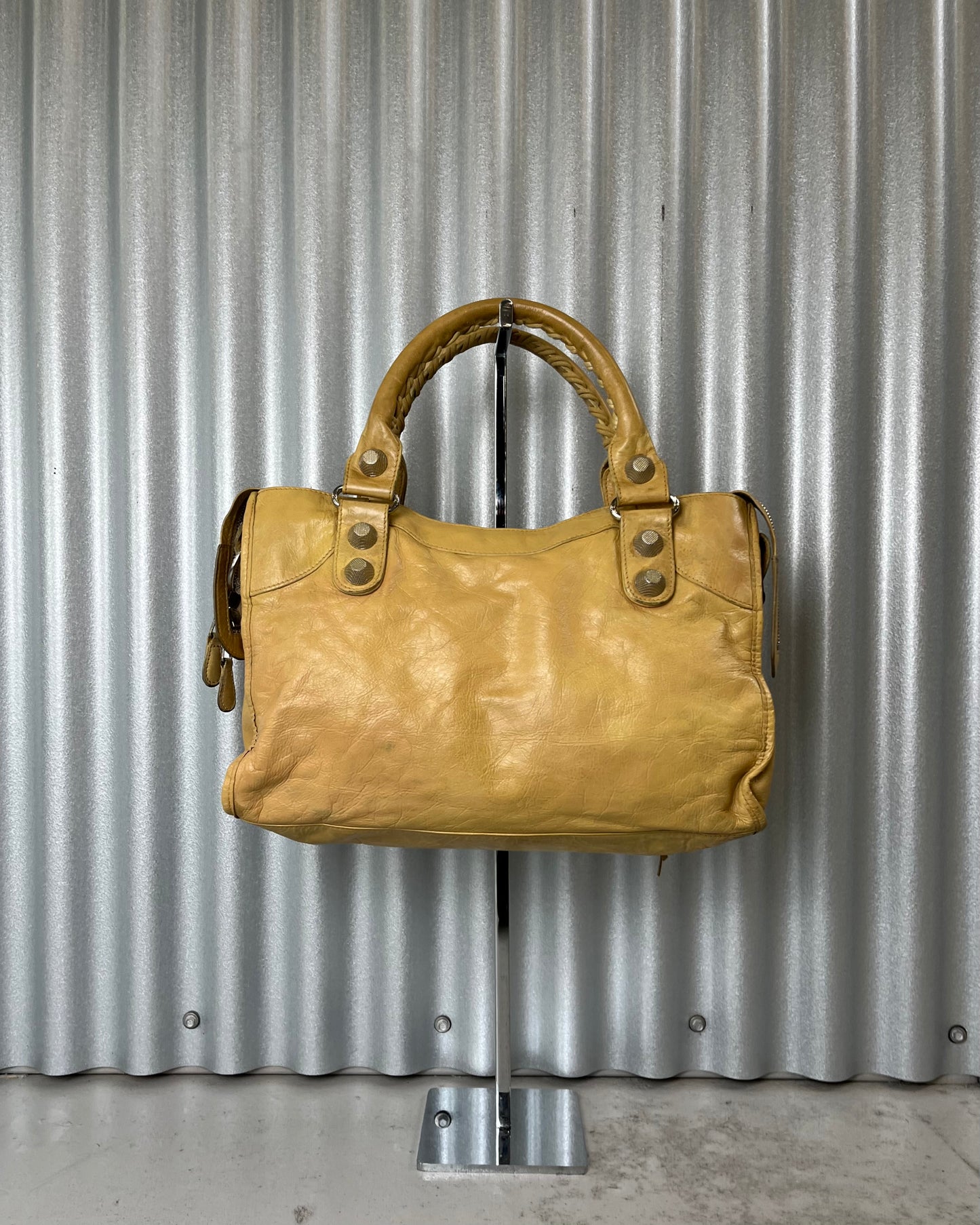 Balenciaga City Bag Giant Studs Yellow