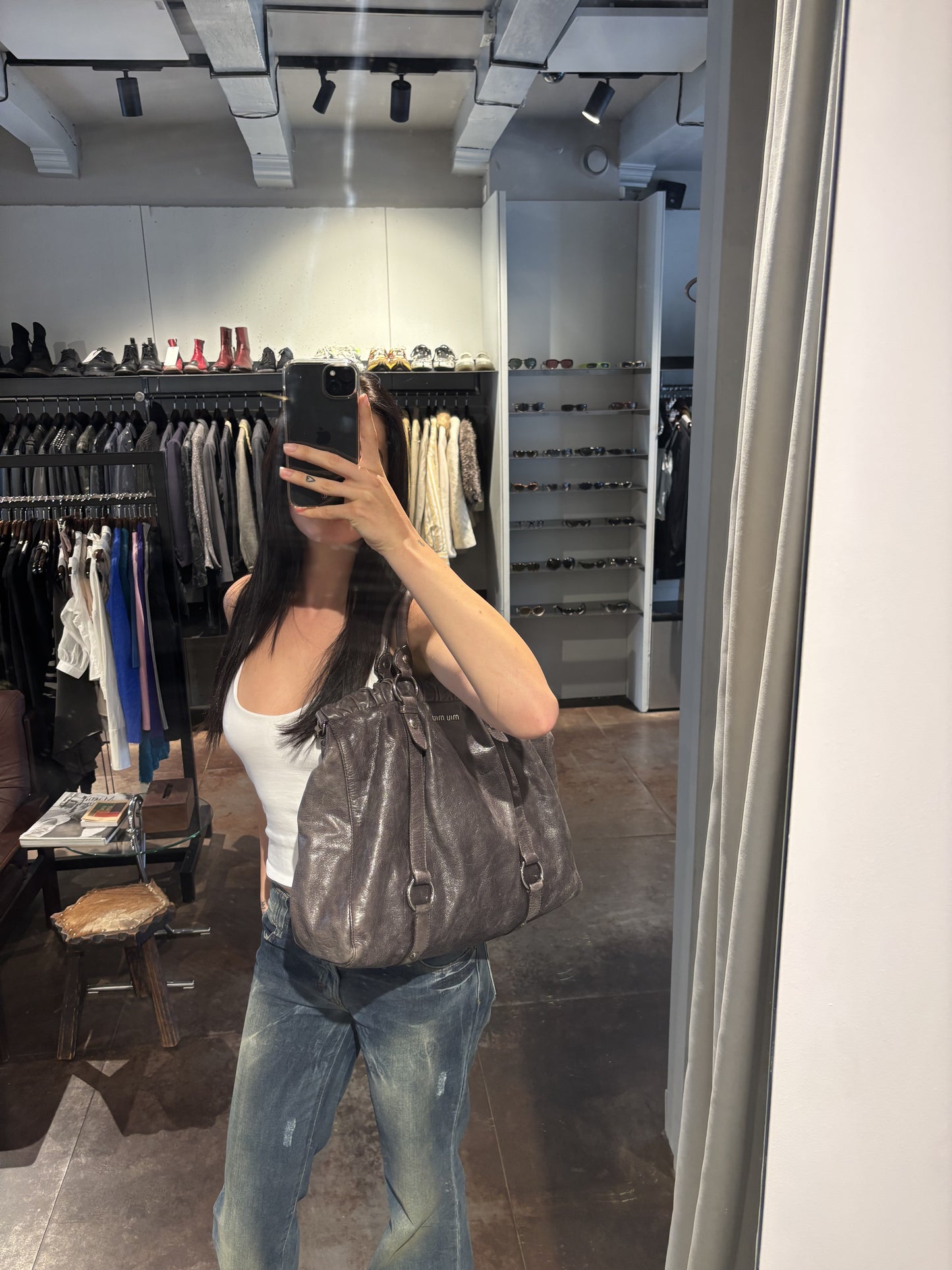 Miu Miu Vitello Lux Bow Large Bag