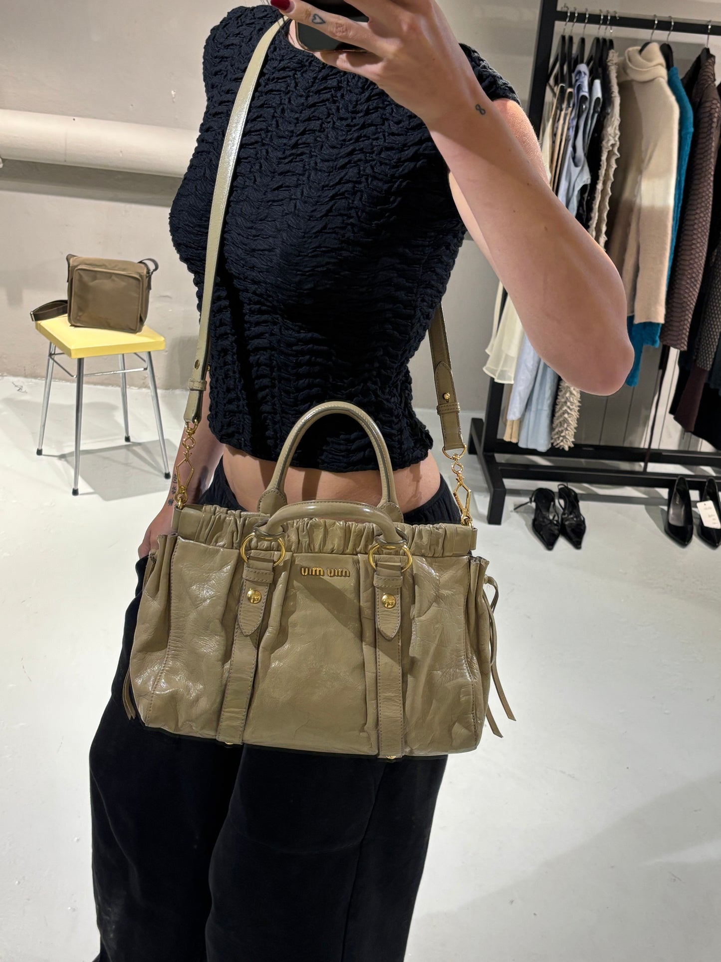 Miu Miu Vitello Lux Bow Tote