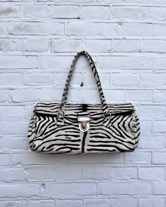 Prada White Pony Hair Shoulder Bag