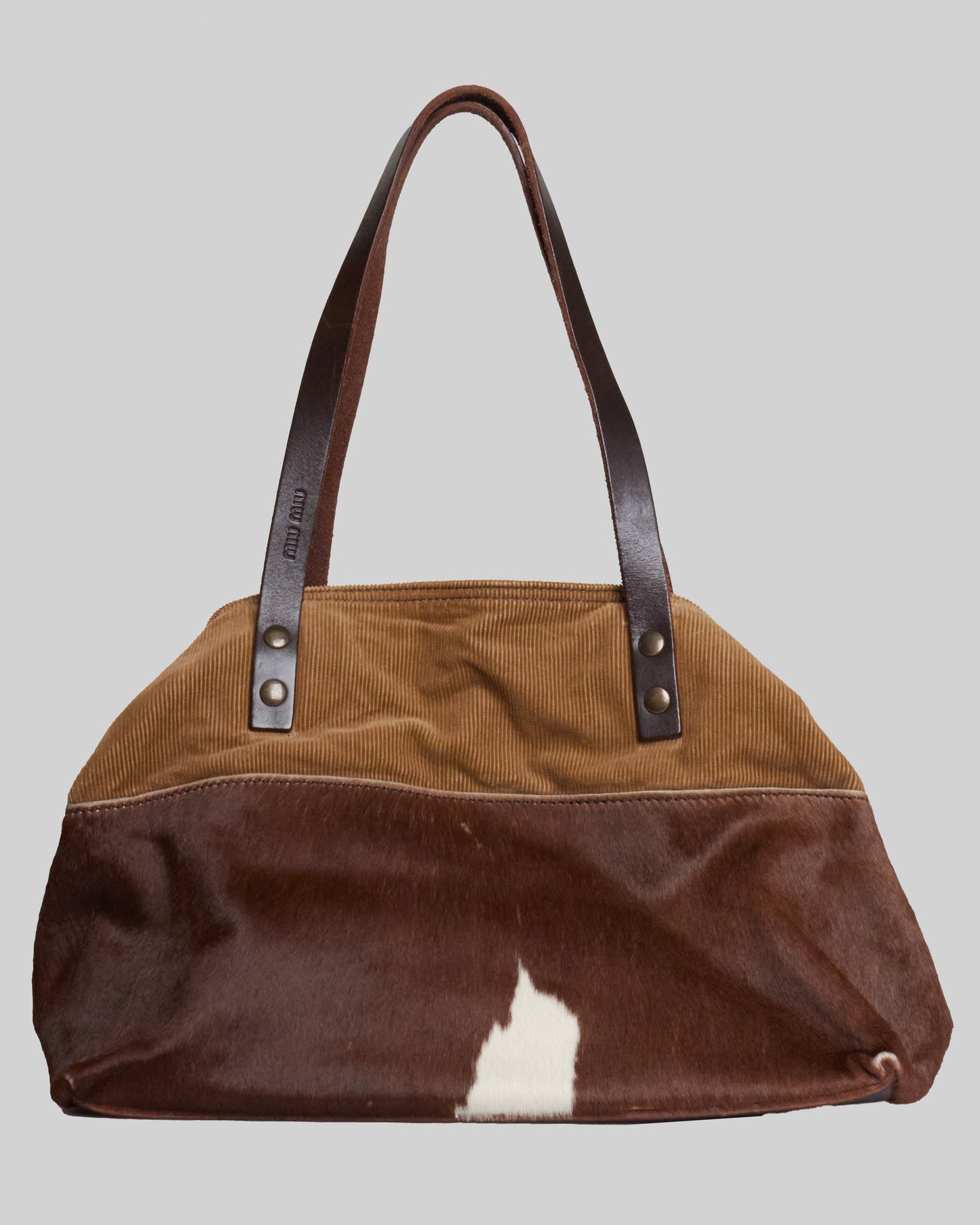 Miu Miu Corduroy Pony Hair Tote Bag