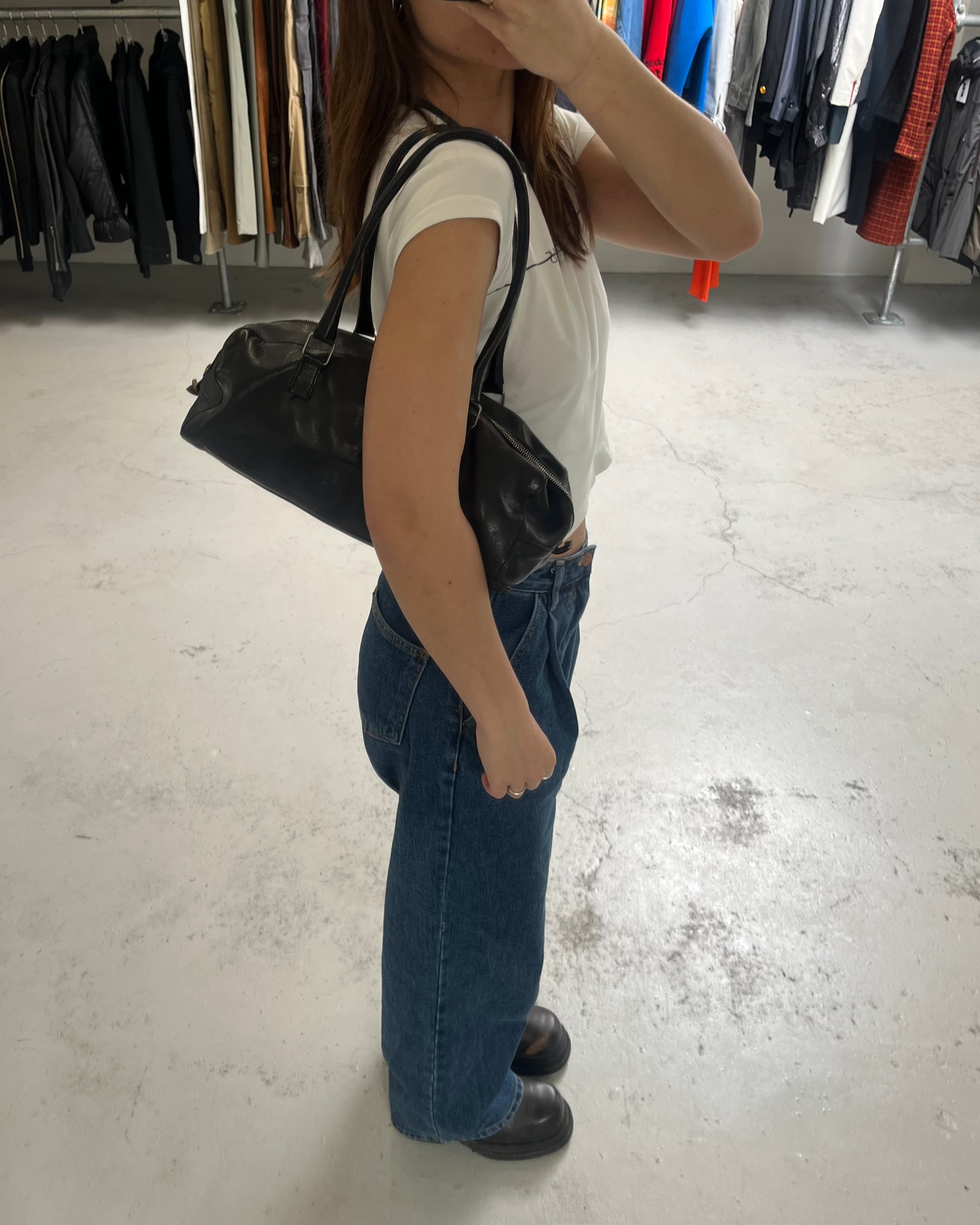 miu miu Archive Hand bag mini Boston bag Leather Gold 90s