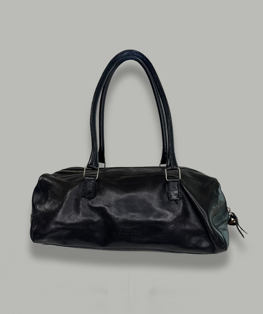 Miu Miu Leather Boston Bag Black