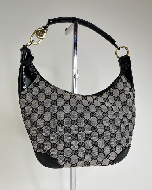 Gucci GG Canvas Shoulder Bag Grey/Black