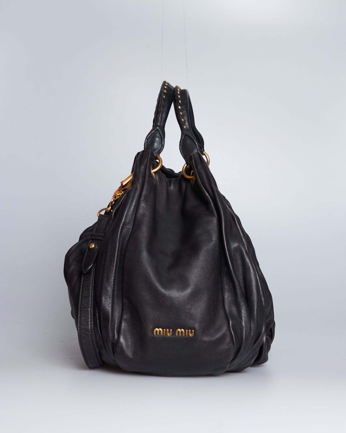 Miu Miu Bosco Leather Plisse