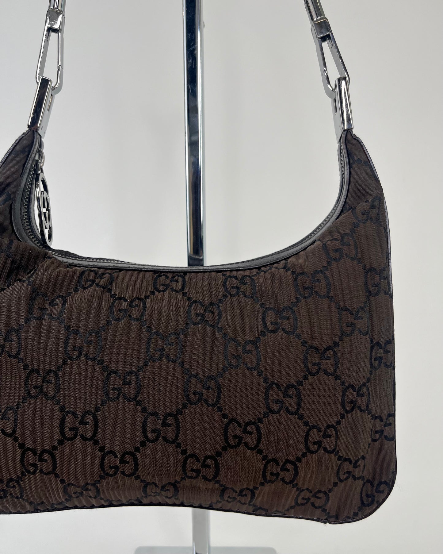 Gucci Tom Ford Leather Shoulderbag Pleated Brown
