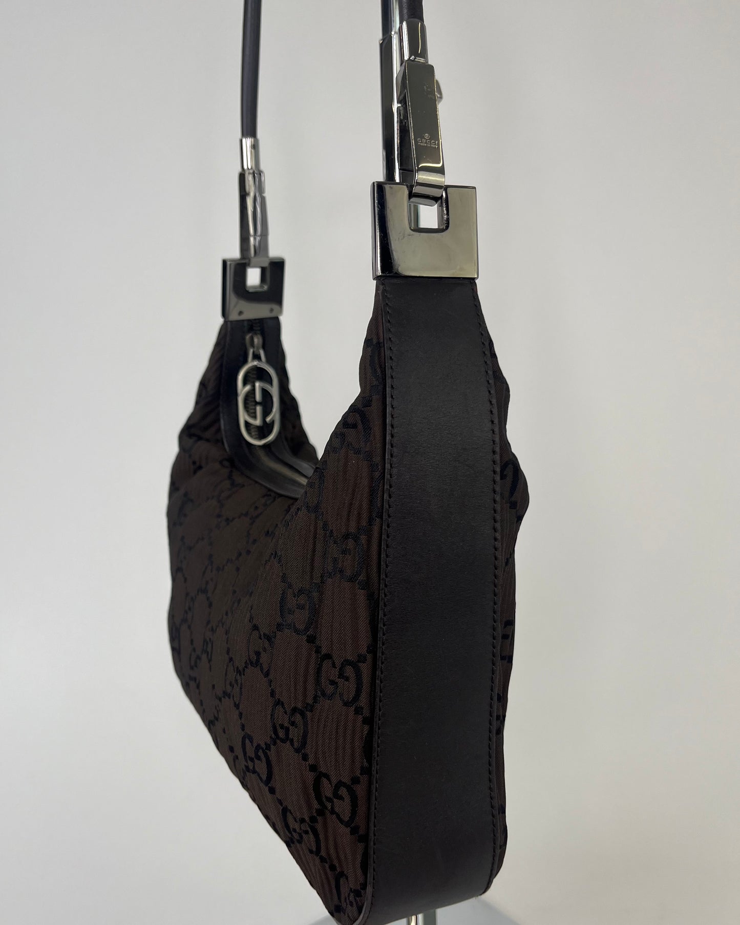 Gucci Tom Ford Leather Shoulderbag Pleated Brown