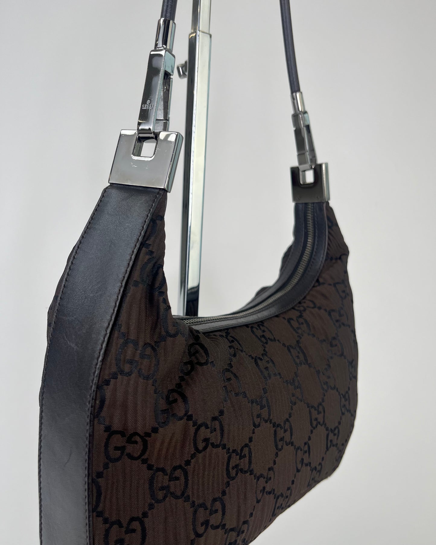 Gucci Tom Ford Leather Shoulderbag Pleated Brown
