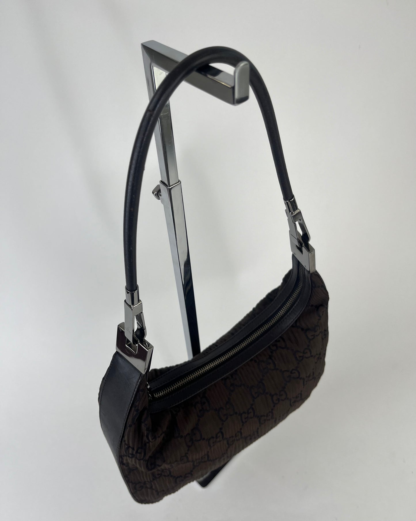 Gucci Tom Ford Leather Shoulderbag Pleated Brown