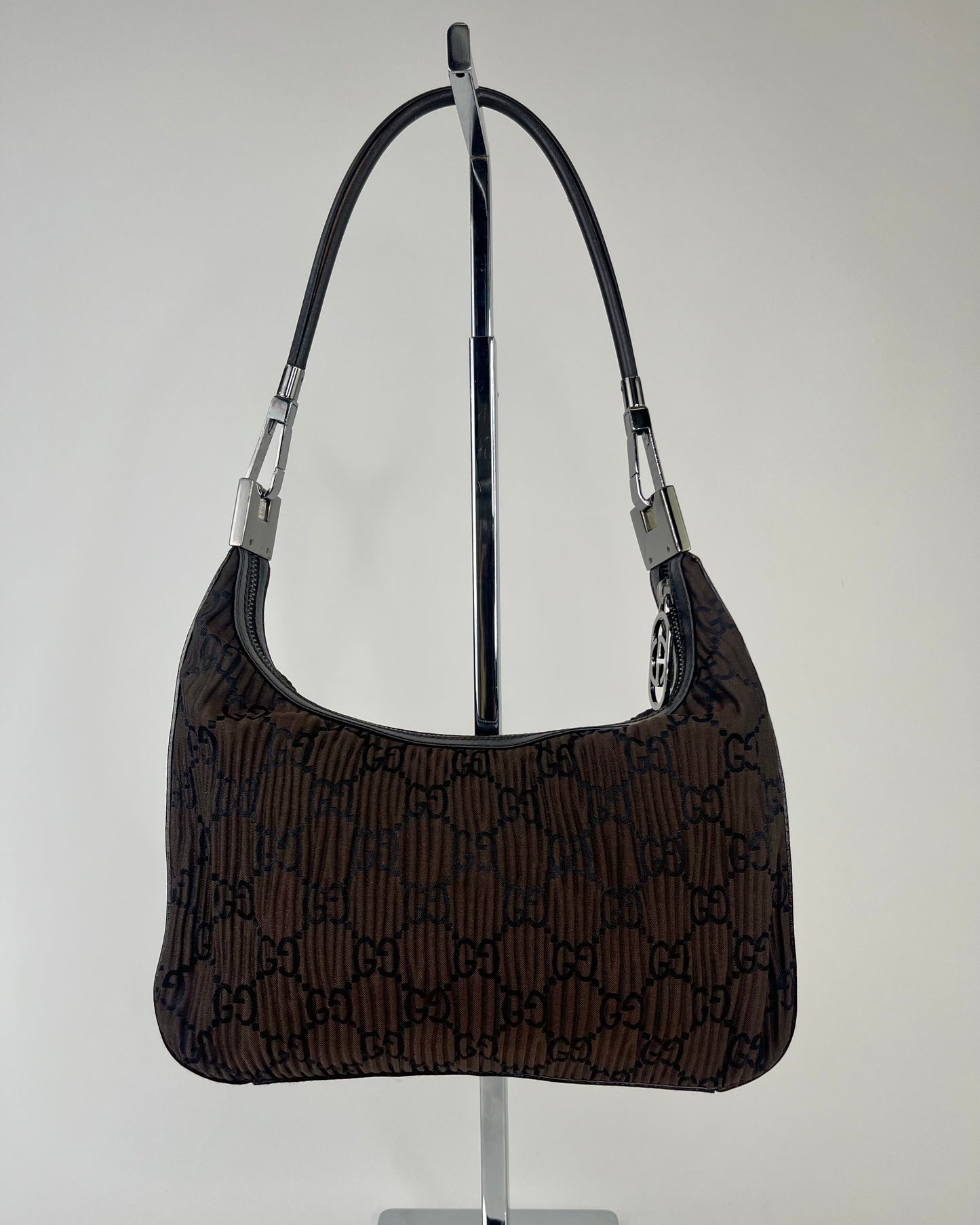 Gucci Tom Ford Leather Shoulderbag Pleated Brown