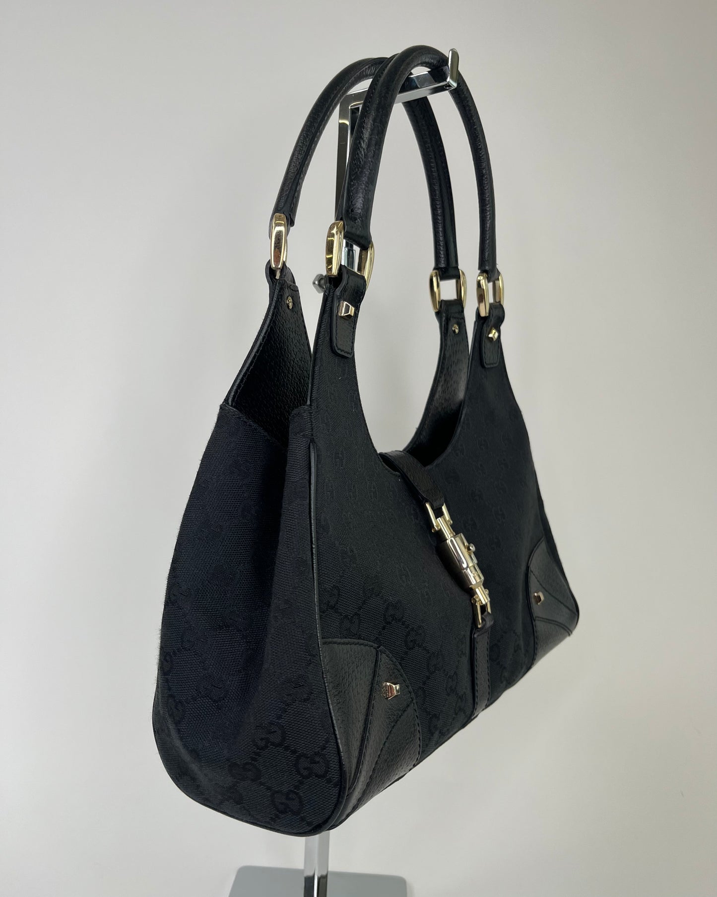 Gucci Jackie Bardot GG Canvas Black