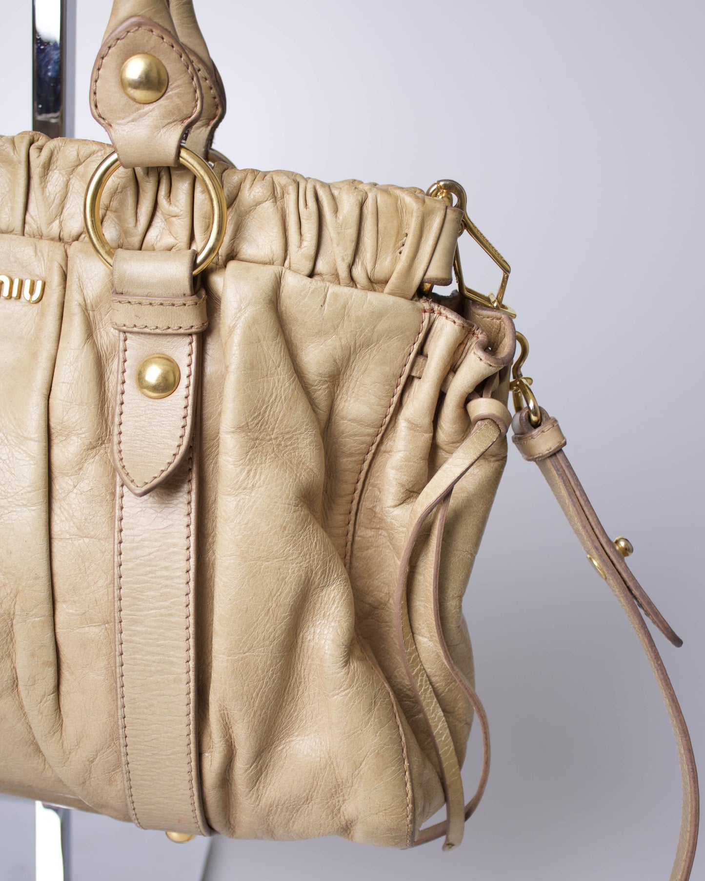Miu Miu Vitello Lux Bow Tote