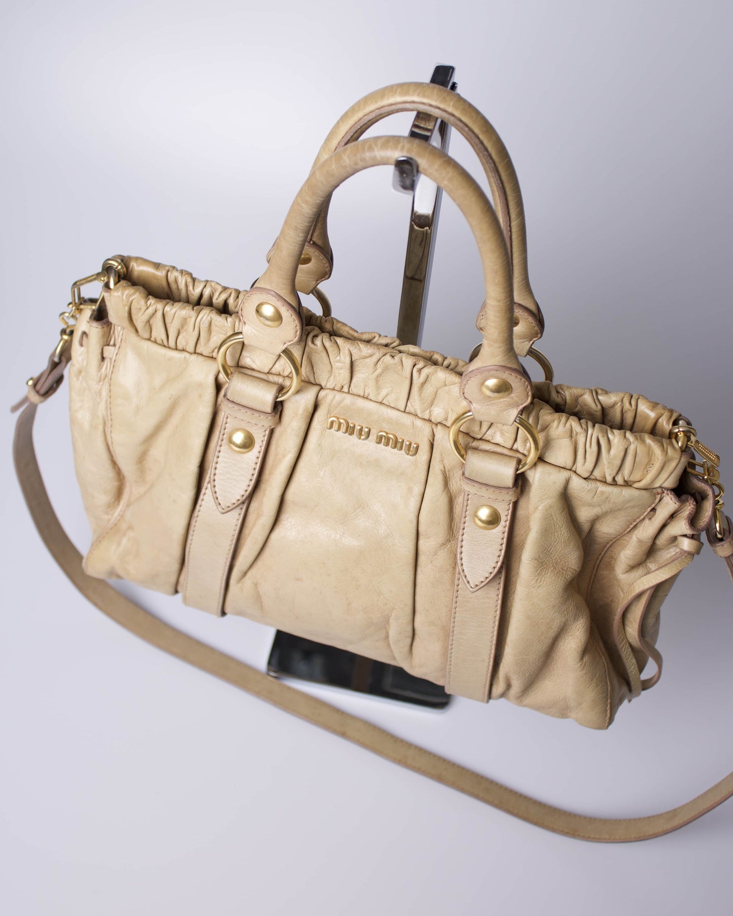 Miu Miu Vitello Lux Bow Tote