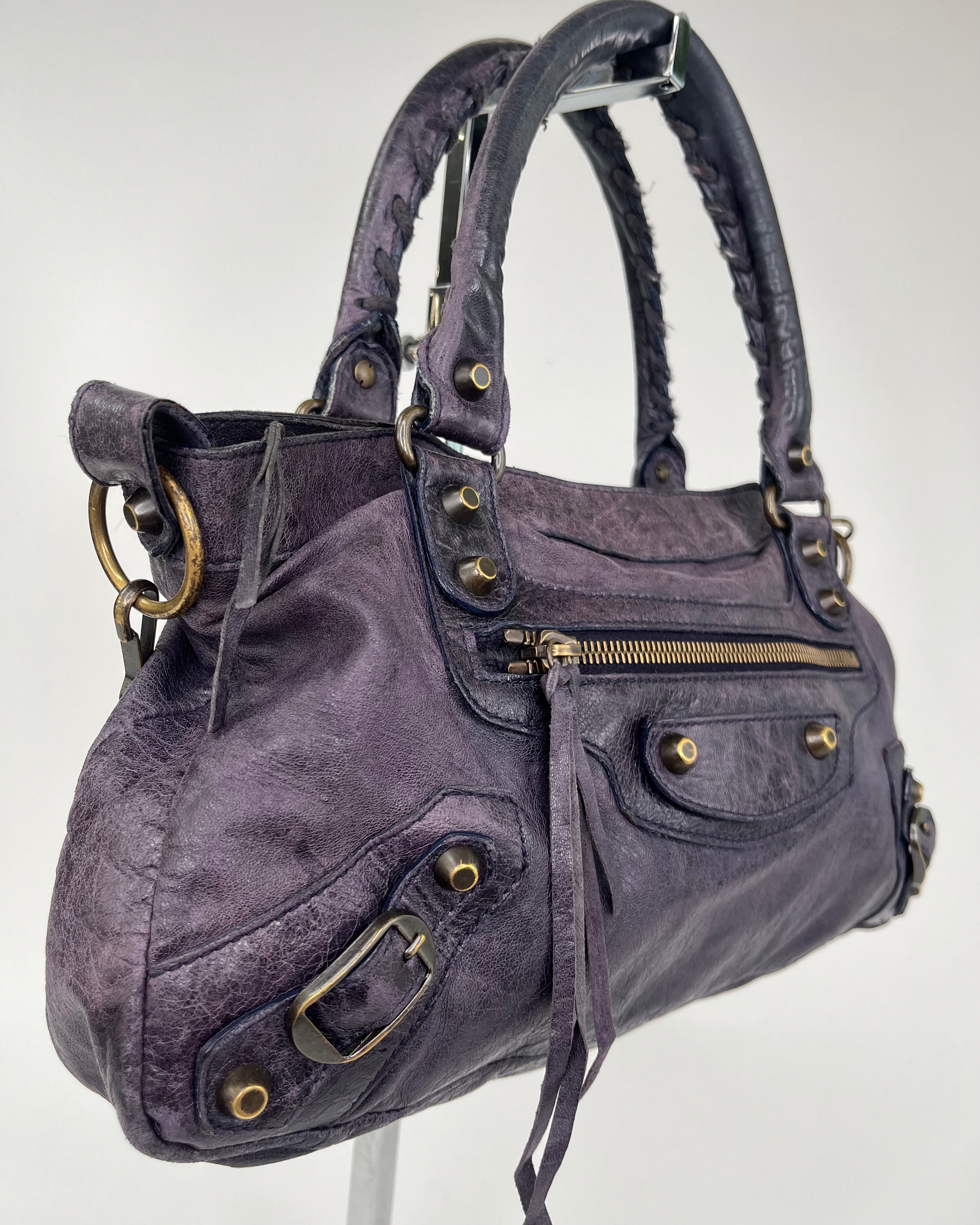 バッグ Balenciaga The First Shoulder Bag Purple luxury-women-balenciaga-used-