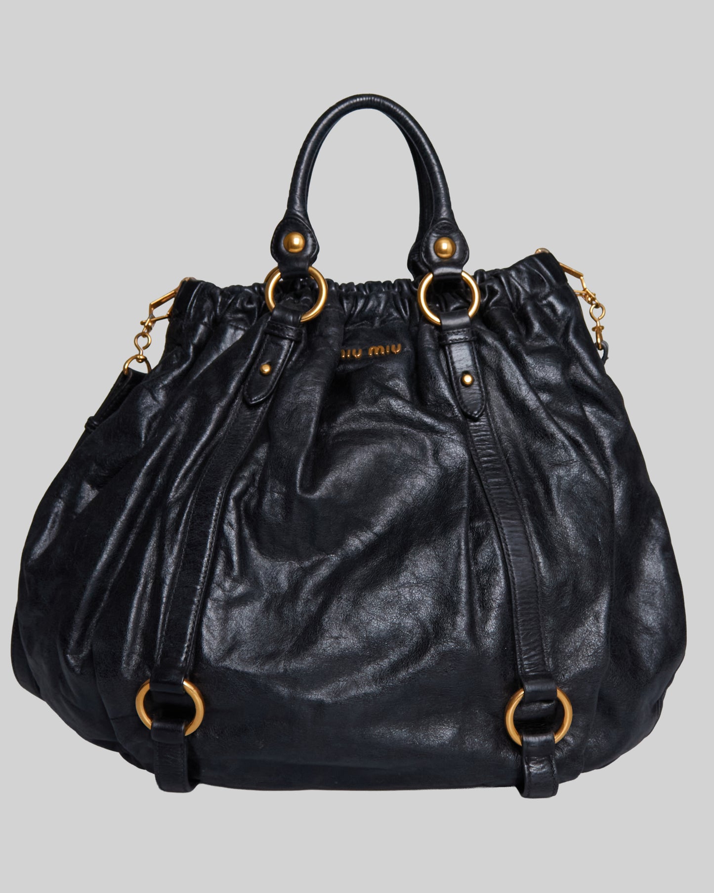 Miu Miu Vitello Lux Bow Large Bag