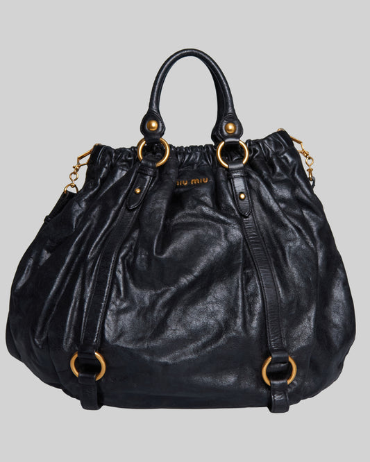 Miu Miu Vitello Lux Bow Large Bag
