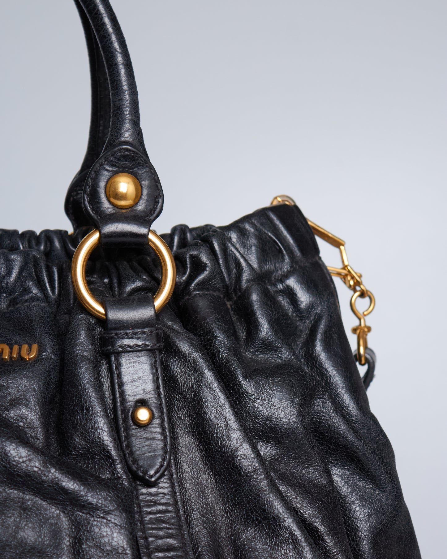 Miu Miu Vitello Lux Bow Large Bag