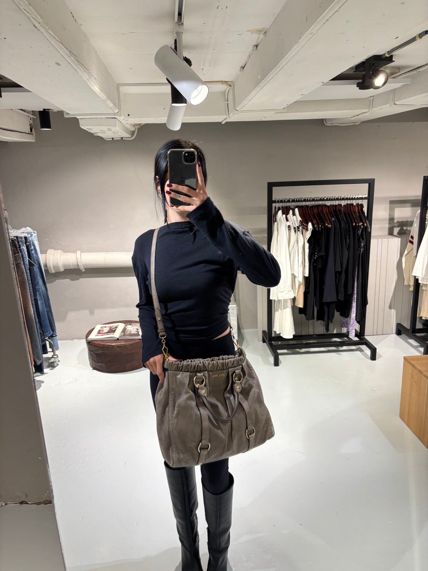 Miu Miu Vitello Lux Bow Large Bag