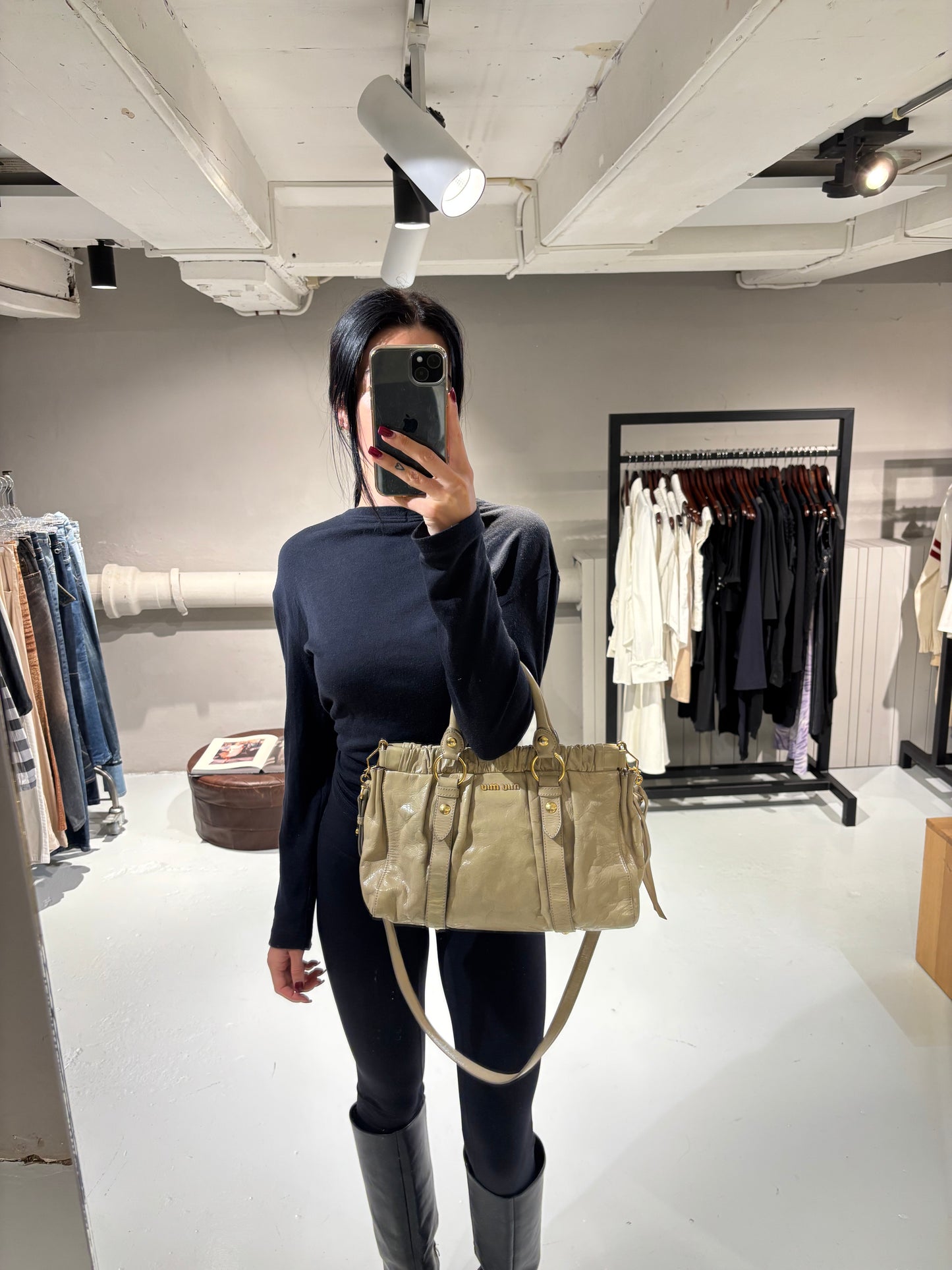 Miu Miu Vitello Lux Bow Tote