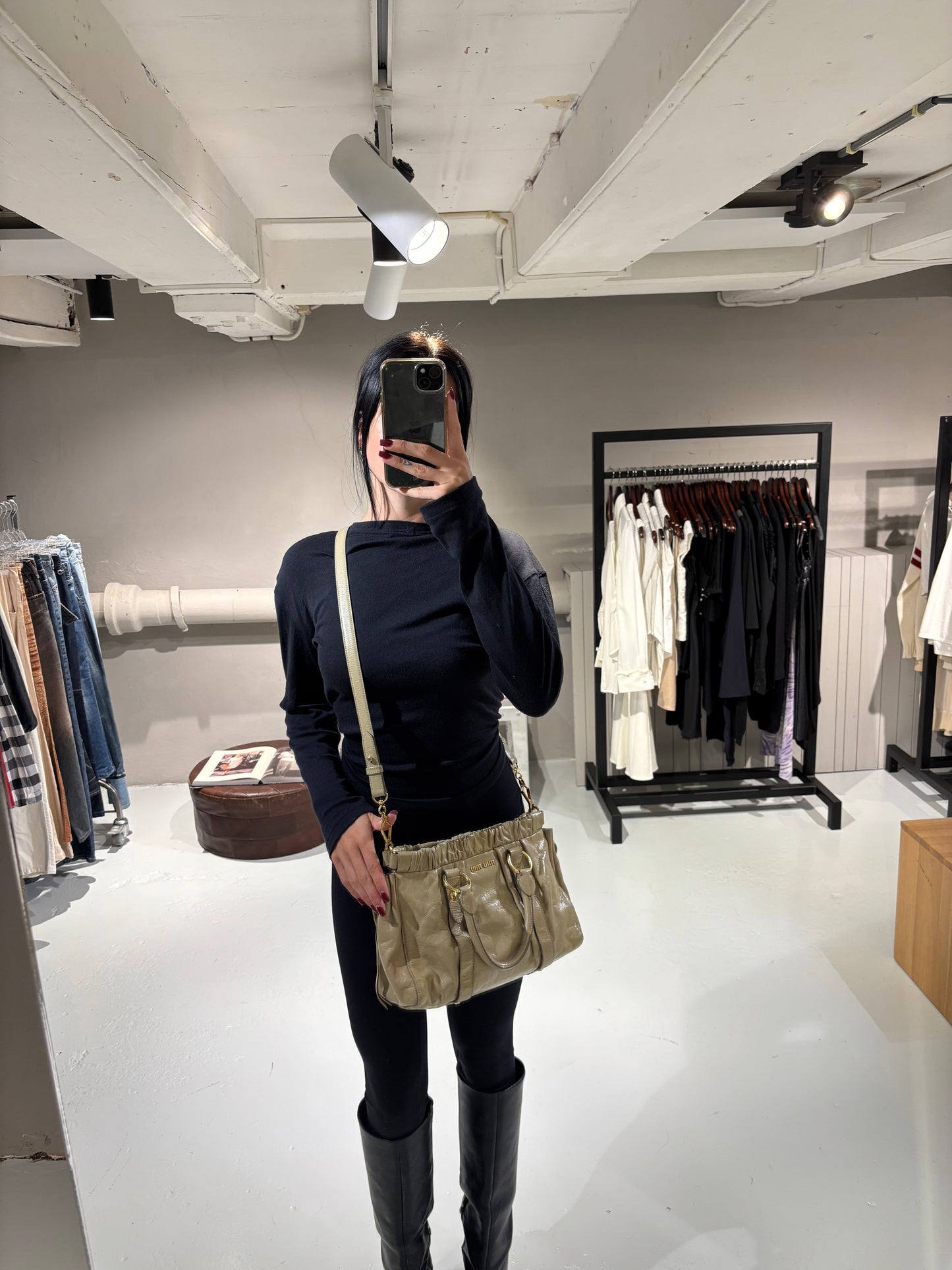 Miu Miu Vitello Lux Bow Tote