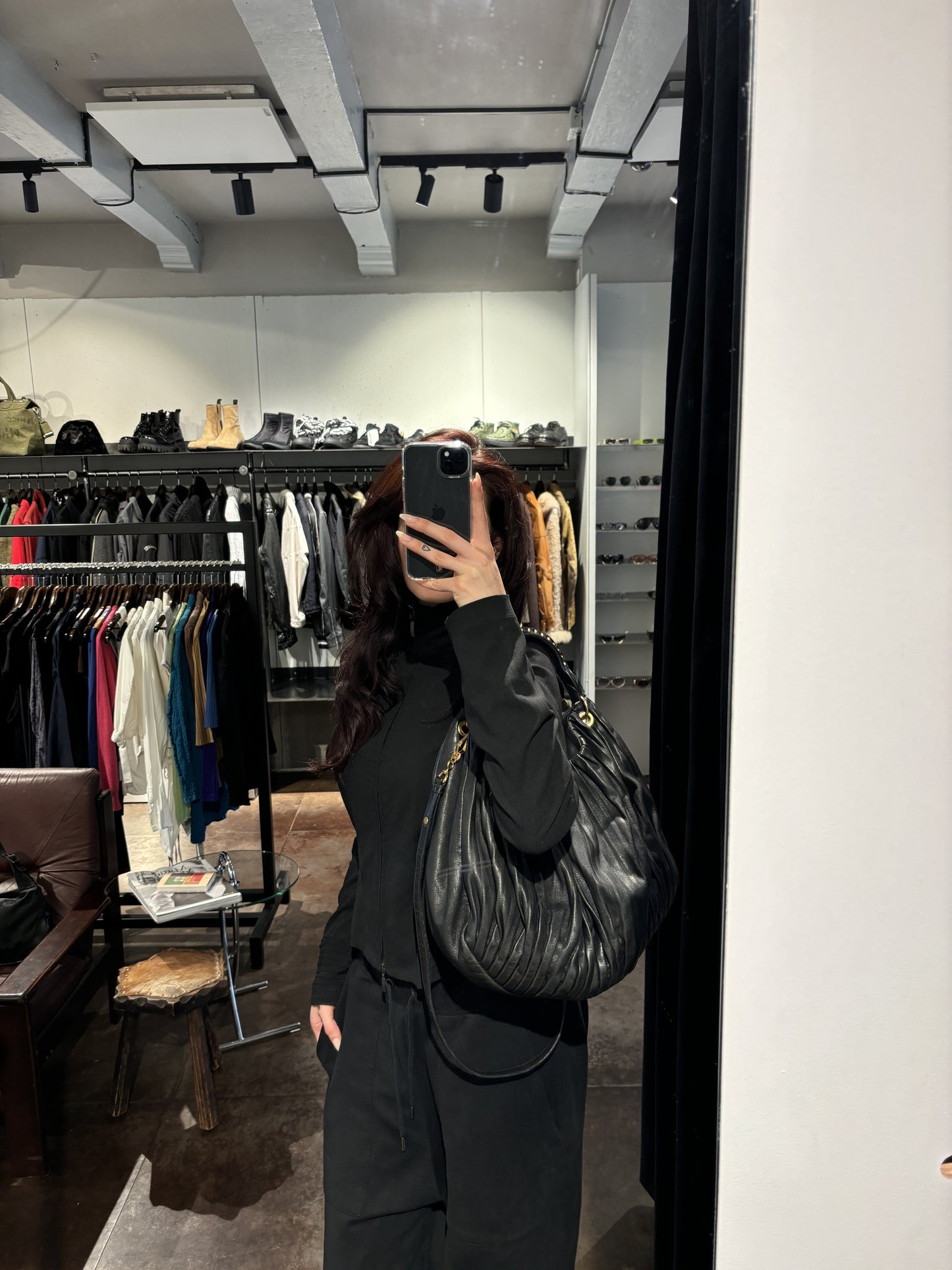 Miu Miu Bosco Leather Plisse