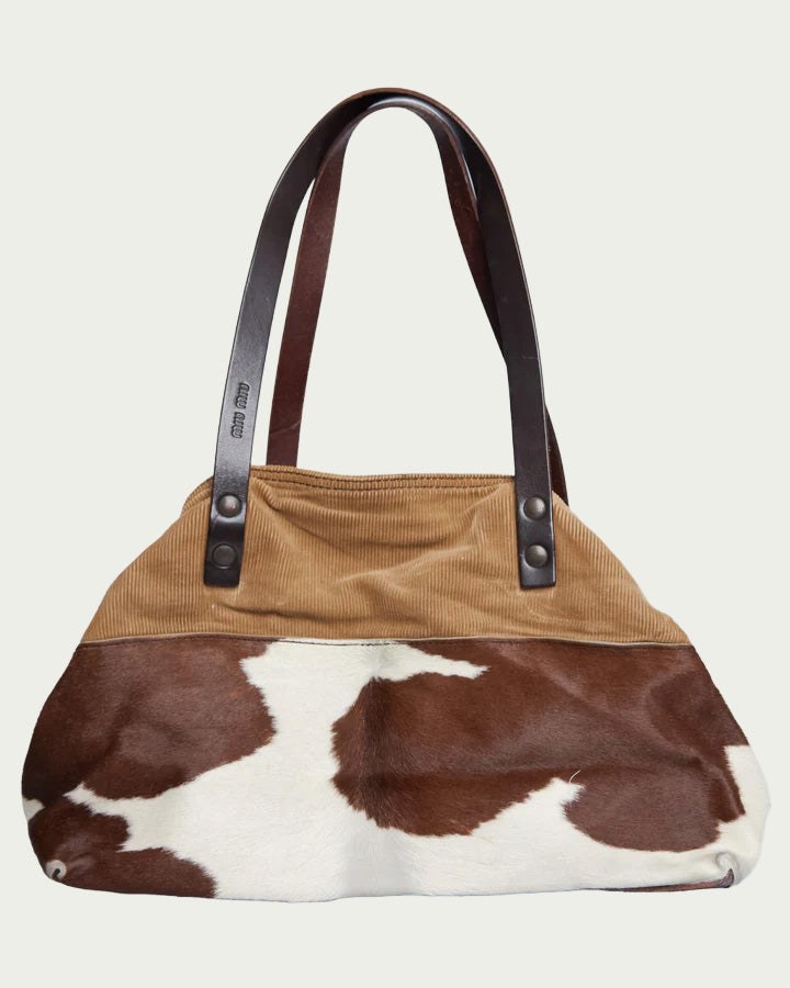 Miu Miu Corduroy Pony Hair Tote Bag