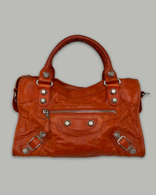 Balenciaga City Bag Studs Orange