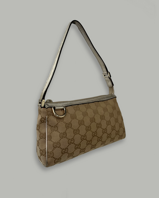 Gucci Abbey D-Ring Pochette GG Canvas Gold