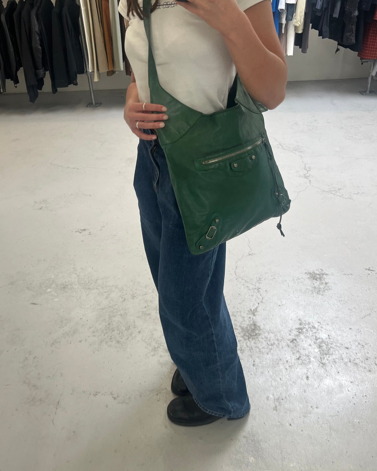 Balenciaga Motocross Day Messenger Bag Green