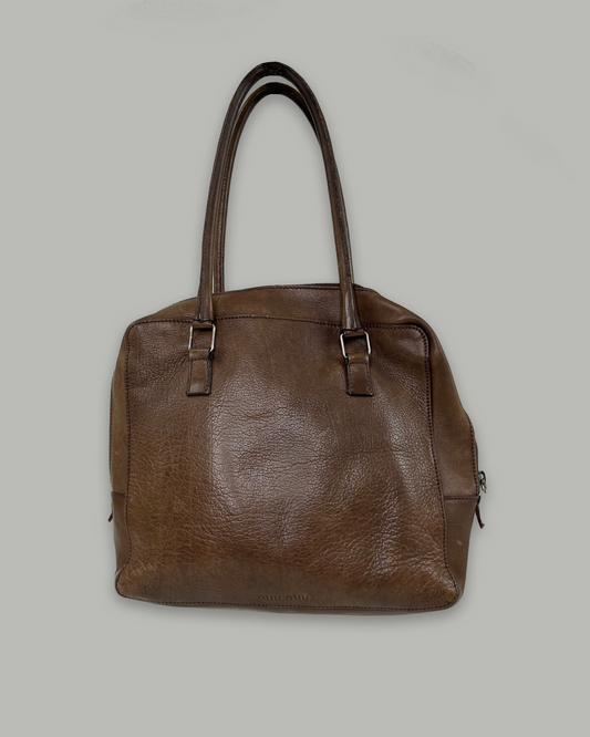 Miu Miu Archive Leather Tote Bag Greige | eBay