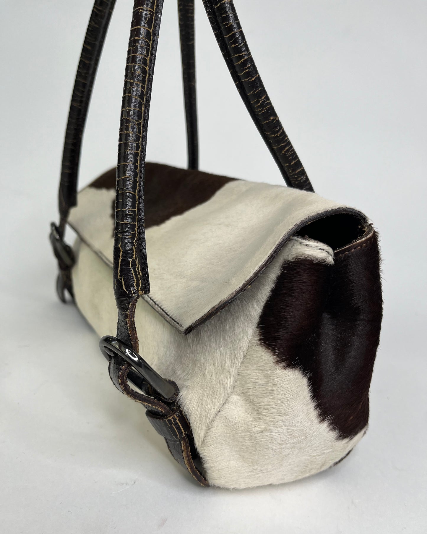 Miu Miu Archive Pony Hair Fur Cracked Leather bag