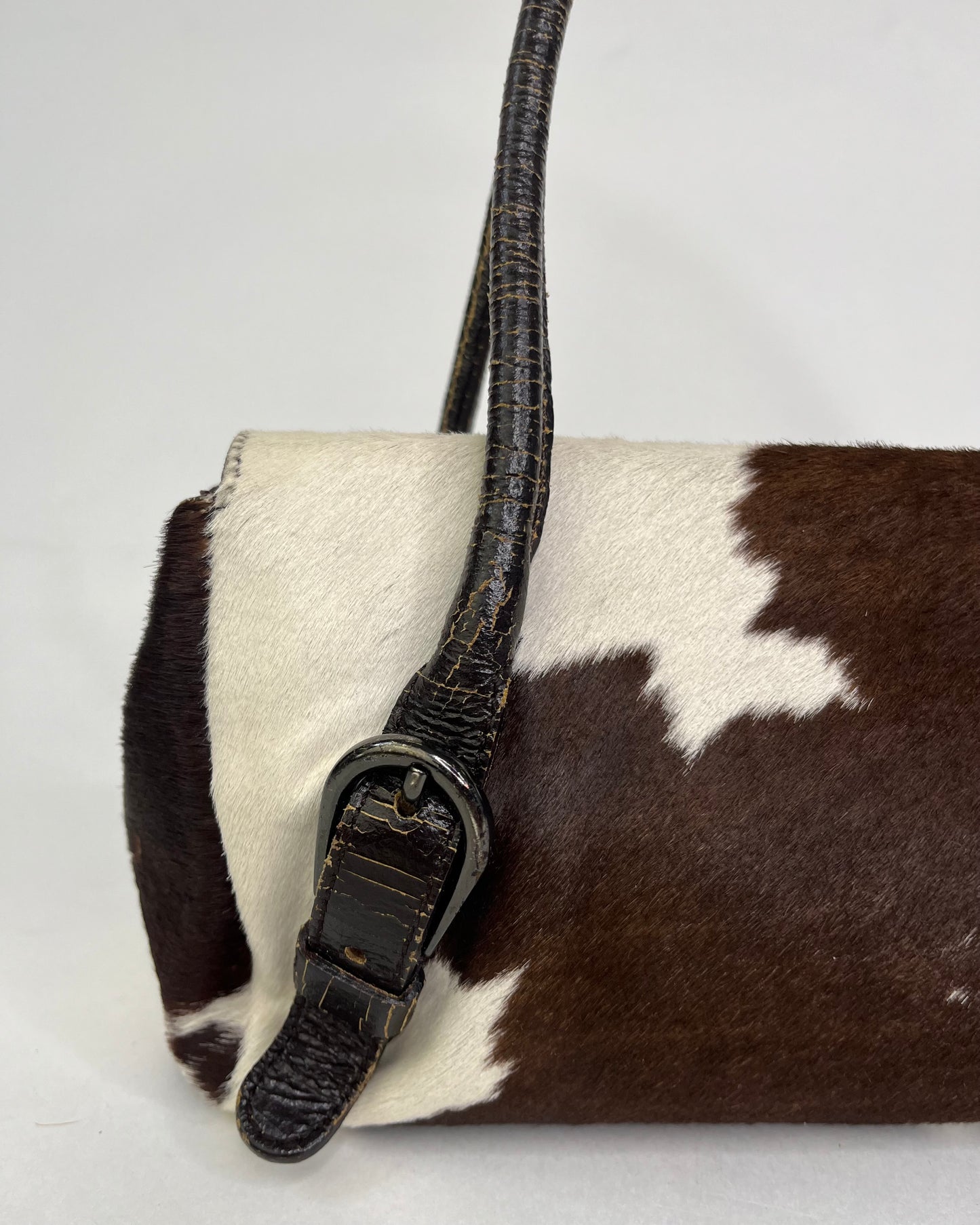 Miu Miu Archive Pony Hair Fur Cracked Leather bag