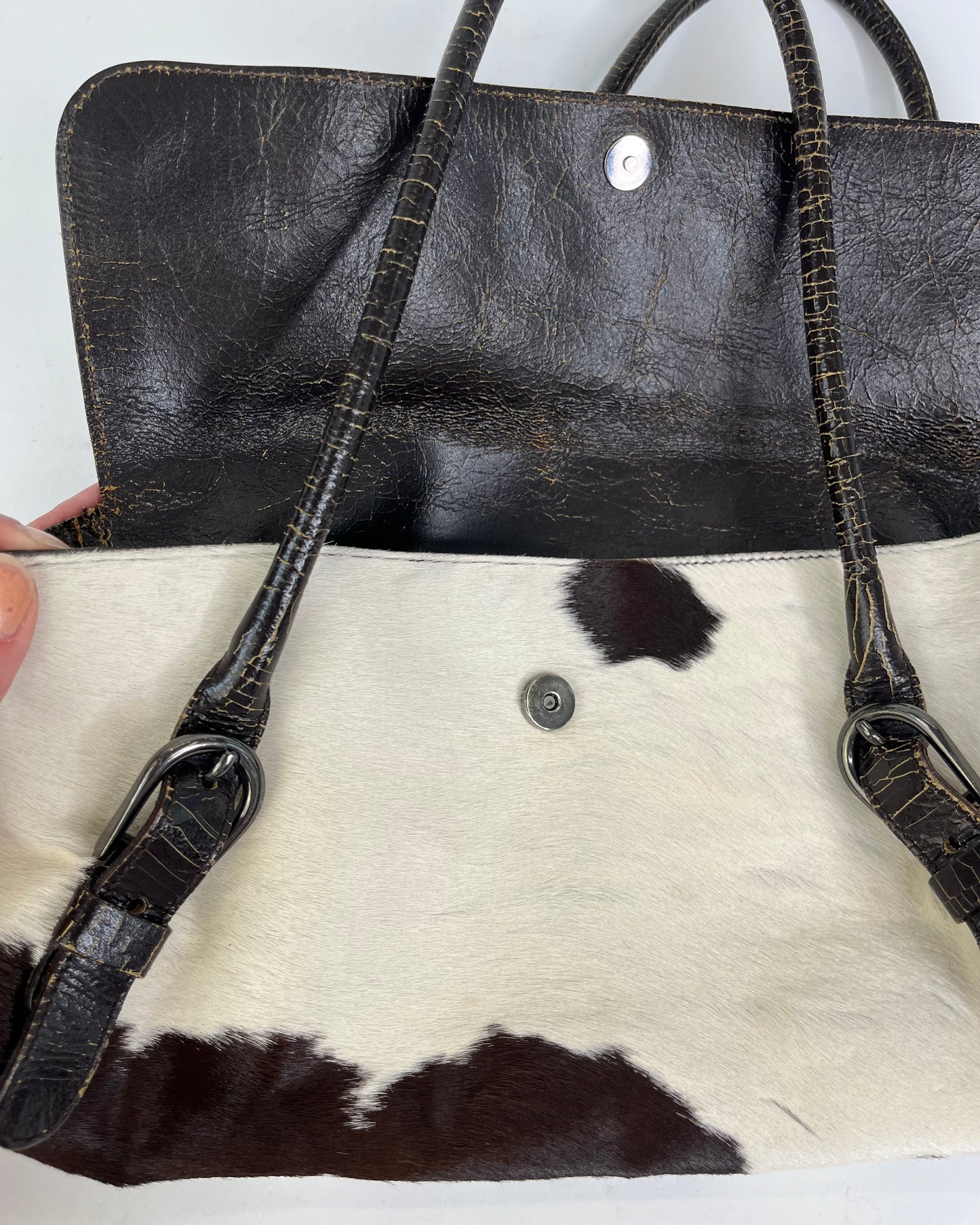 Miu Miu Archive Pony Hair Fur Cracked Leather bag