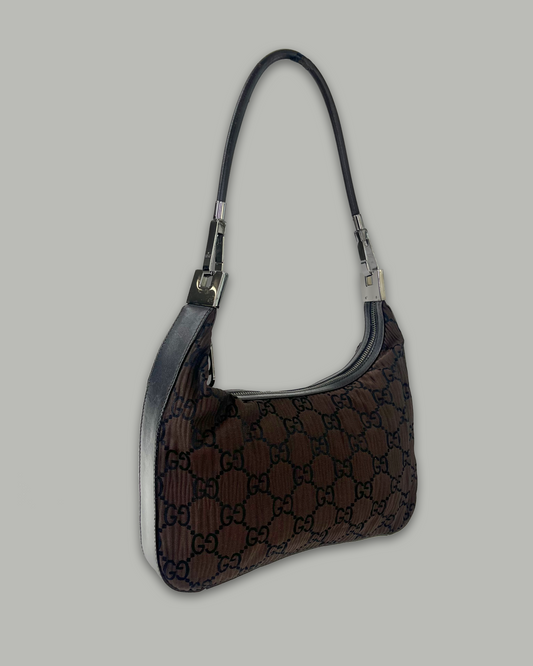 Gucci Tom Ford Leather Shoulderbag Pleated Brown