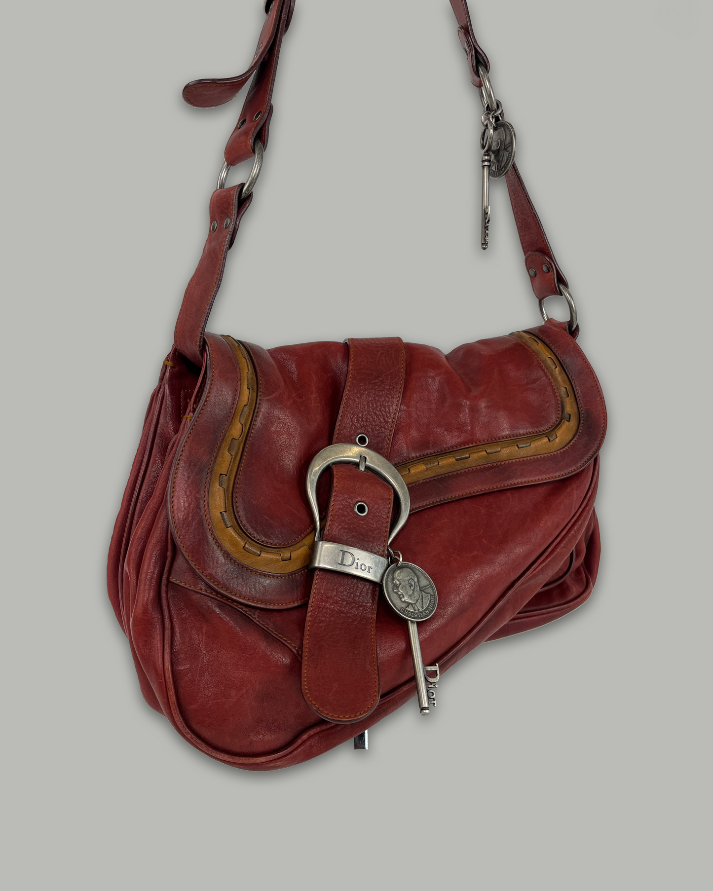 Dior Saddle Gaucho Bag Red